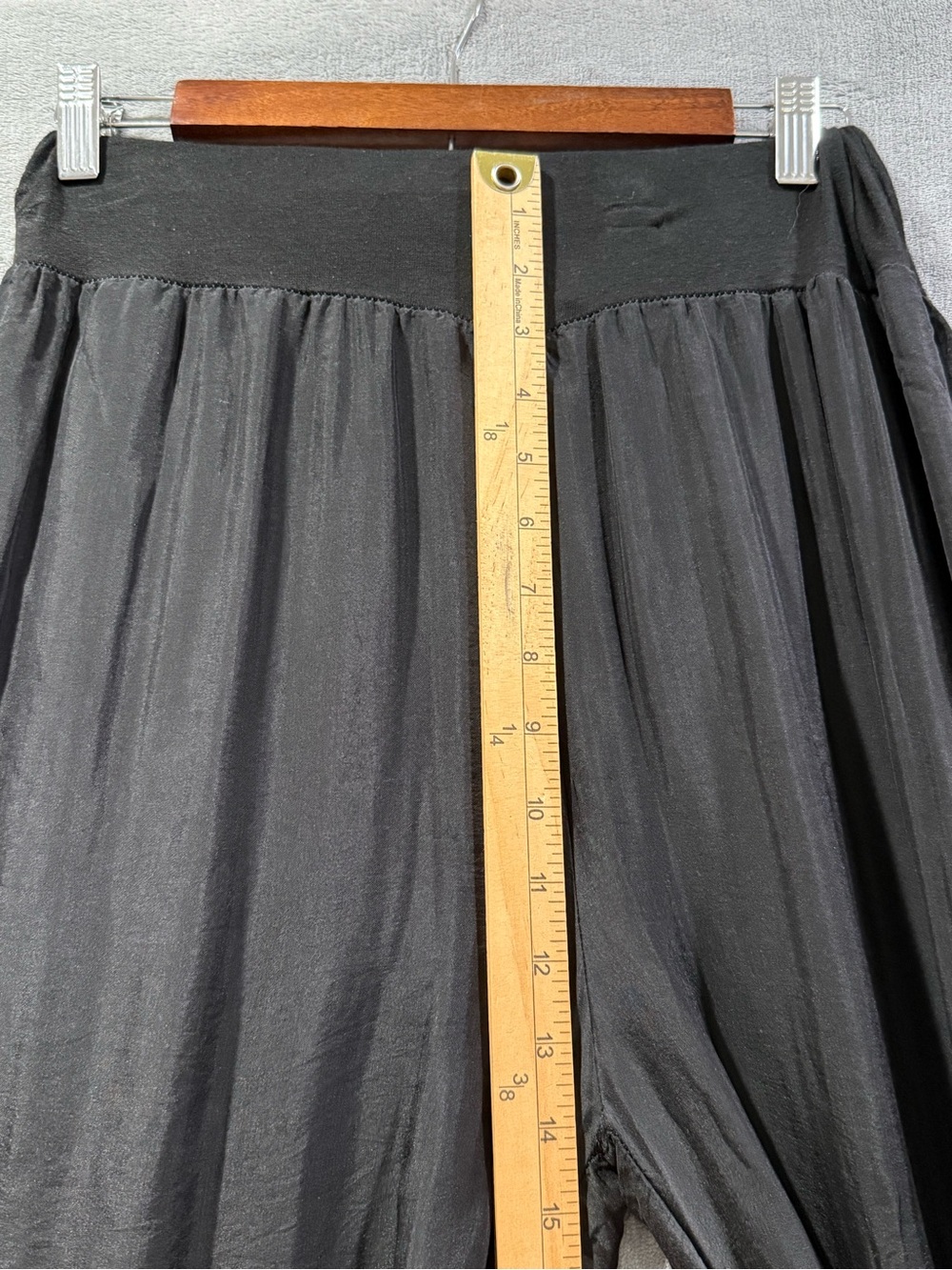 Tempo Paris Silk Lined Pants Black Side Slits Women’s Size M Resort Wear Boho - Picture 3 of 10